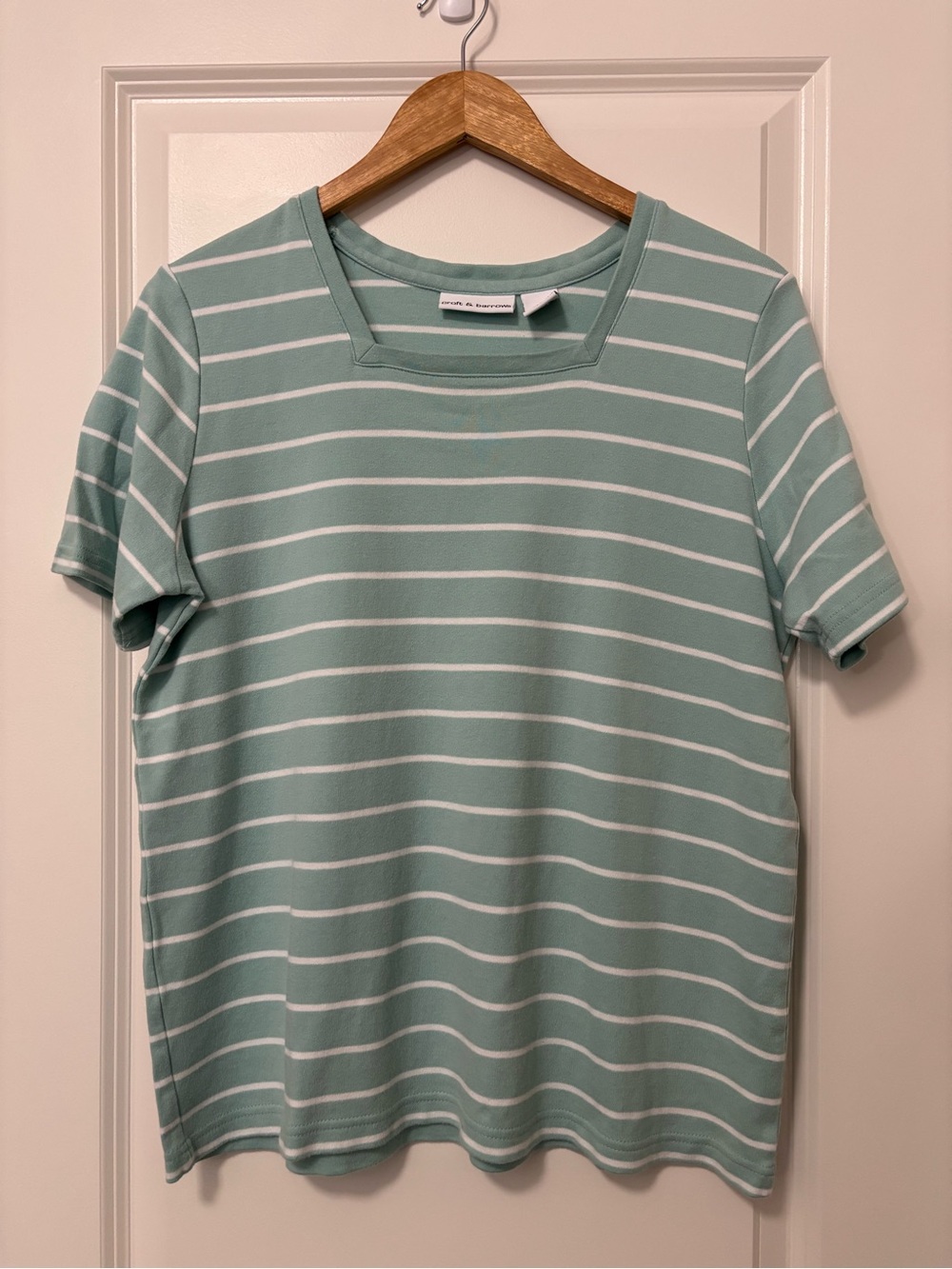 Croft & Barrow Seafoam Green Striped Tee Shirt, Size L